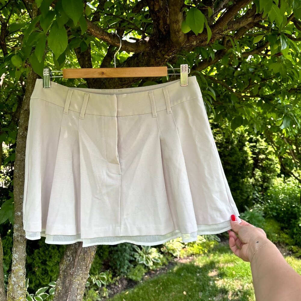 Ivory Pleated Mini Skirt